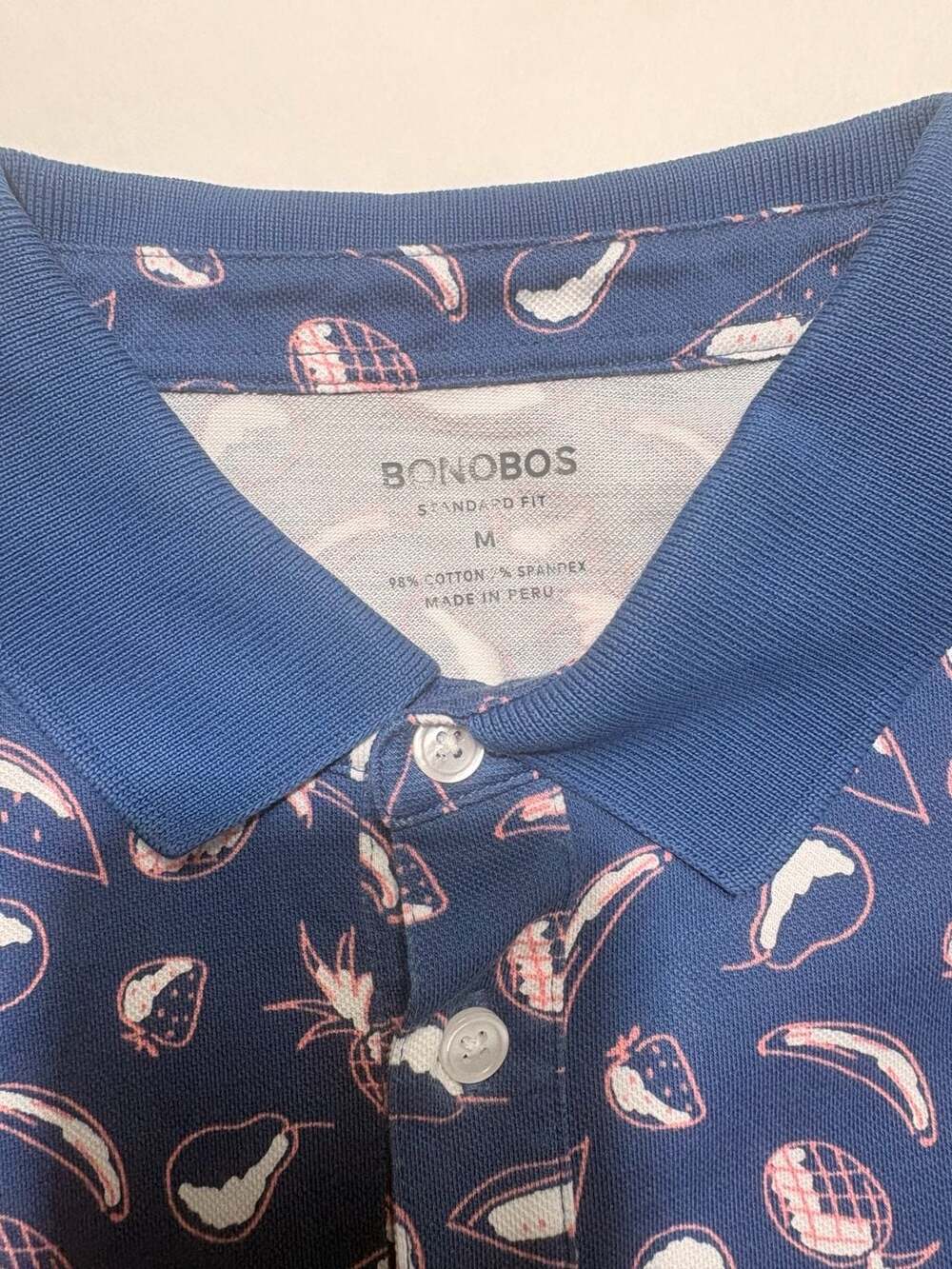 Bonobos Men's Standard Fit Tropical Fruit Print Polo Shirt size medium